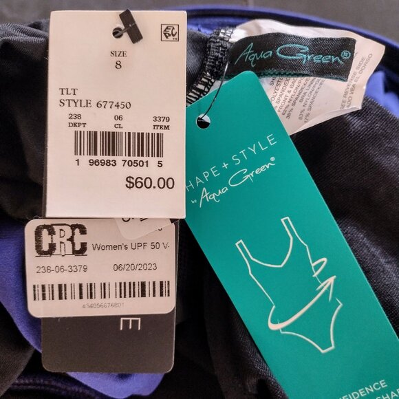 New with Tags! Women's UPF 50 V-Neck Cover Up Swim Romper - Aqua Green® Blue - Picture 4 of 6